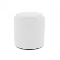 Σκαμπό-μπαούλο Batur pakoworld μπουκλέ ύφασμα σε λευκή απόχρωση Φ34x38εκ