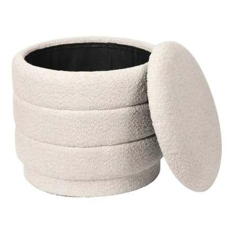Stool-trunk Bettia pakoworld teddy fabric ivory D41x38.5cm