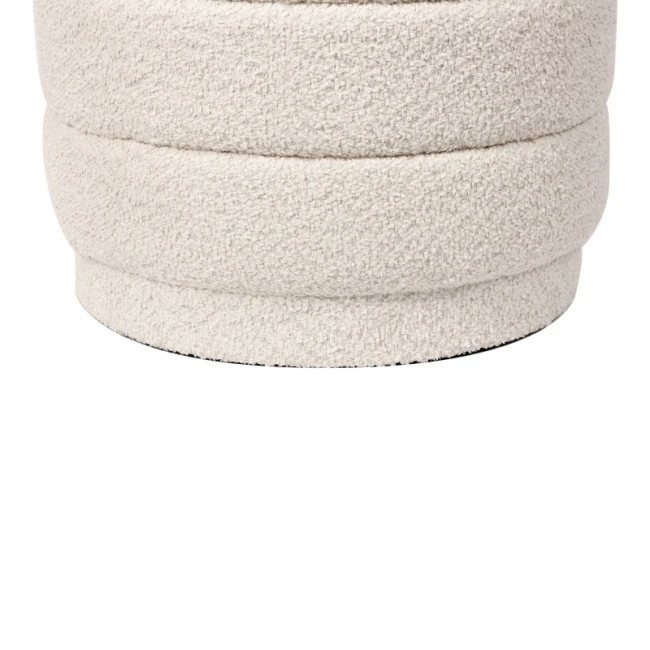 Stool-trunk Bettia pakoworld teddy fabric ivory D41x38.5cm