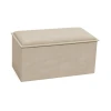 Σκαμπό-μπαούλο Koper pakoworld βελούδο σε μπεζ απόχρωση 76x38x38εκ