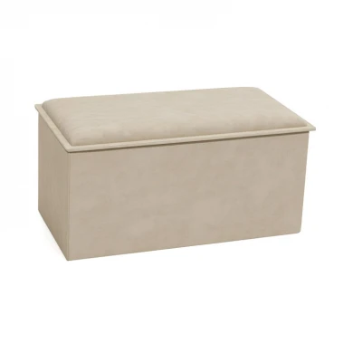 Σκαμπό-μπαούλο Koper pakoworld βελούδο σε μπεζ απόχρωση 76x38x38εκ