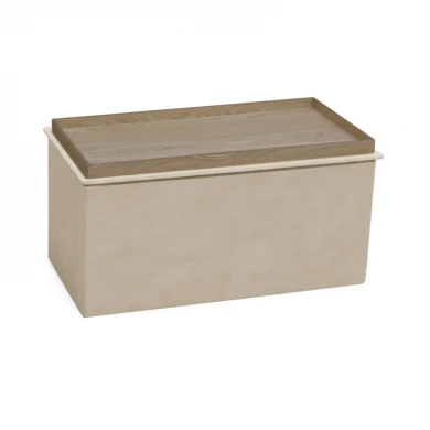 Σκαμπό-μπαούλο Koper pakoworld βελούδο σε μπεζ απόχρωση 76x38x38εκ