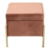 Σκαμπό-μπαούλο Panton pakoworld βελούδο σάπιο μήλο-χρυσό 40x40x36,5εκ