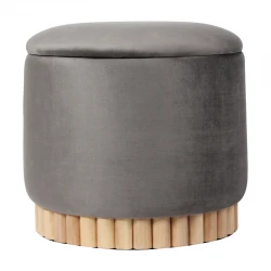 Stool-trunk Terina pakoworld grey velvet D46x42cm Stool-trunk Terina pakoworld grey velvet D46x42cm