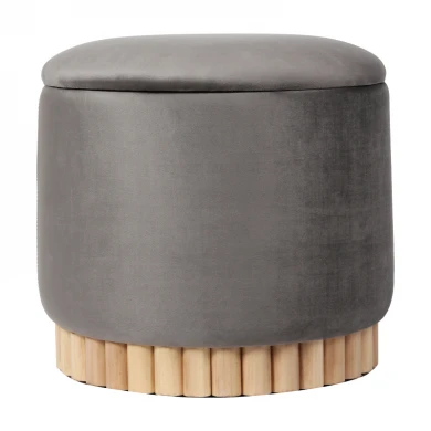 Stool-trunk Terina pakoworld grey velvet D46x42cm