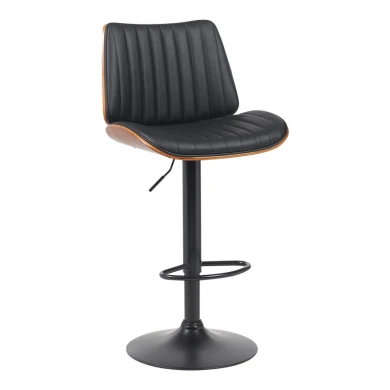 Rotating bar stool Amani pakoworld black pu-black base 50.5x54x87.5-107.5cm