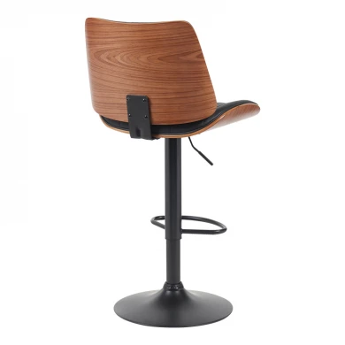 Rotating bar stool Amani pakoworld black pu-black base 50.5x54x87.5-107.5cm