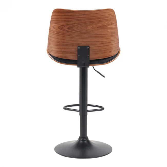 Rotating bar stool Amani pakoworld black pu-black base 50.5x54x87.5-107.5cm