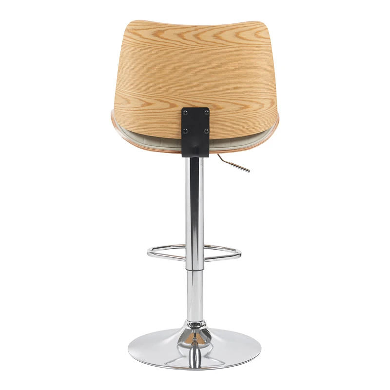 Rotating bar stool Amani pakoworld beige pu-chromed base 50.5x54x87.5-107.5cm