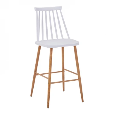 Bar stool Aurora I pakoworld pp in white shade - natural metal leg 42x47x99cm