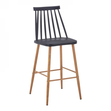 Bar stool Aurora I pakoworld pp in black shade - natural metal leg 42x47x99cm