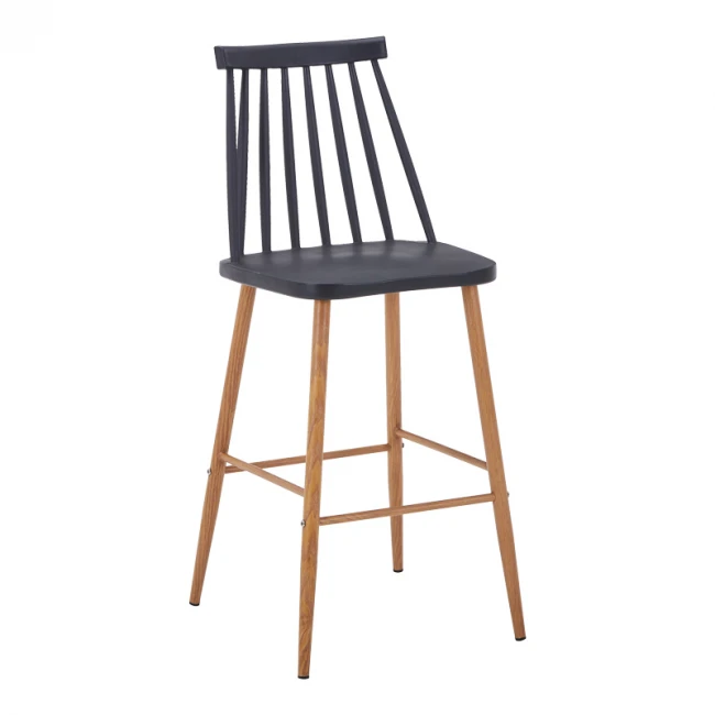 Bar stool Aurora I pakoworld pp in black shade - natural metal leg 42x47x99cm