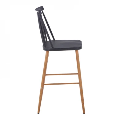 Bar stool Aurora I pakoworld pp in black shade - natural metal leg 42x47x99cm