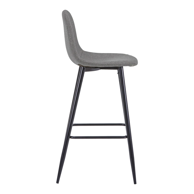 Bar stool Bella pakoworld anthracite fabric with black metal leg 41.5x49x108cm