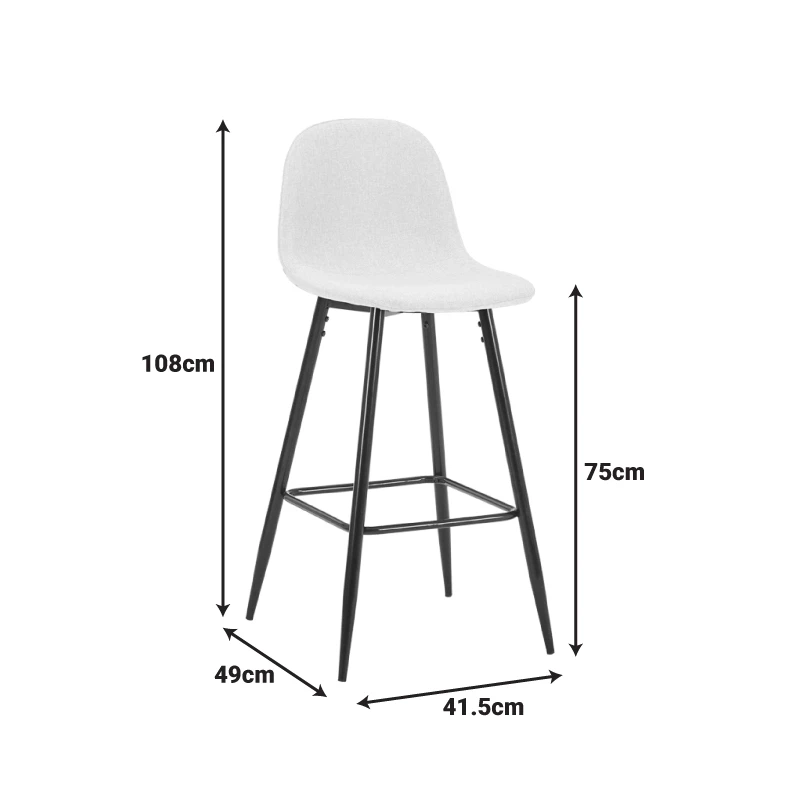 Bar stool Bella pakoworld anthracite fabric with black metal leg 41.5x49x108cm