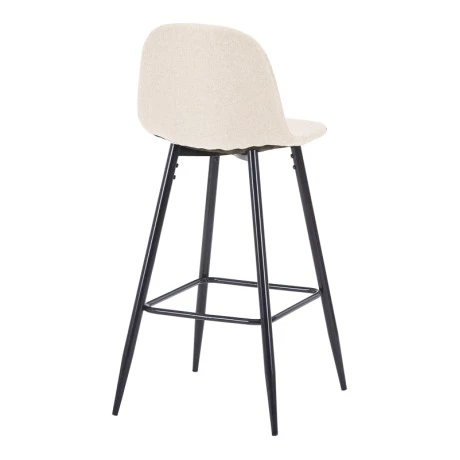 Bar stool Bella pakoworld ecru fabric with black metal leg 41.5x49x108cm