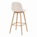 Bar stool Bella pakoworld cream fabric with natural color metal leg 41.5x49x108cm