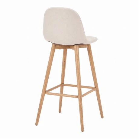 Bar stool Bella pakoworld cream fabric with natural color metal leg 41.5x49x108cm