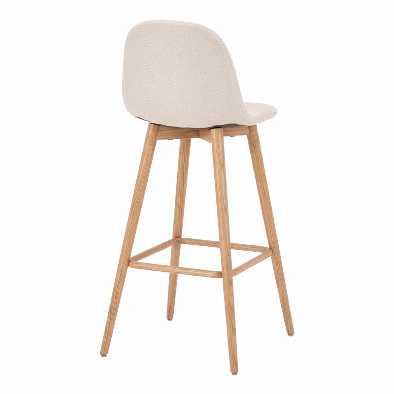Bar stool Bella pakoworld cream fabric with natural color metal leg 41.5x49x108cm