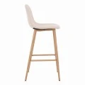 Bar stool Bella pakoworld cream fabric with natural color metal leg 41.5x49x108cm