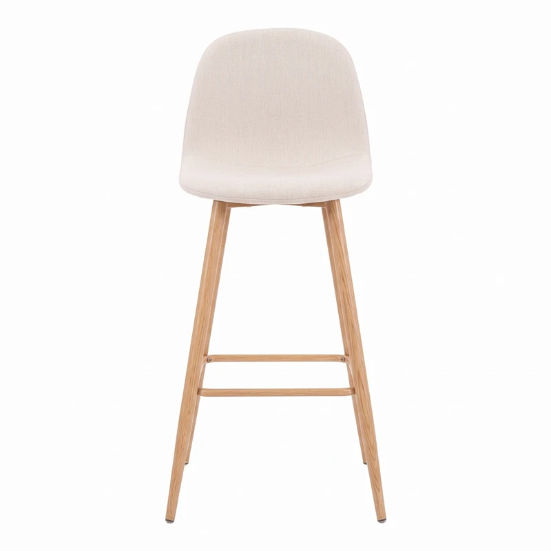 Bar stool Bella pakoworld cream fabric with natural color metal leg 41.5x49x108cm