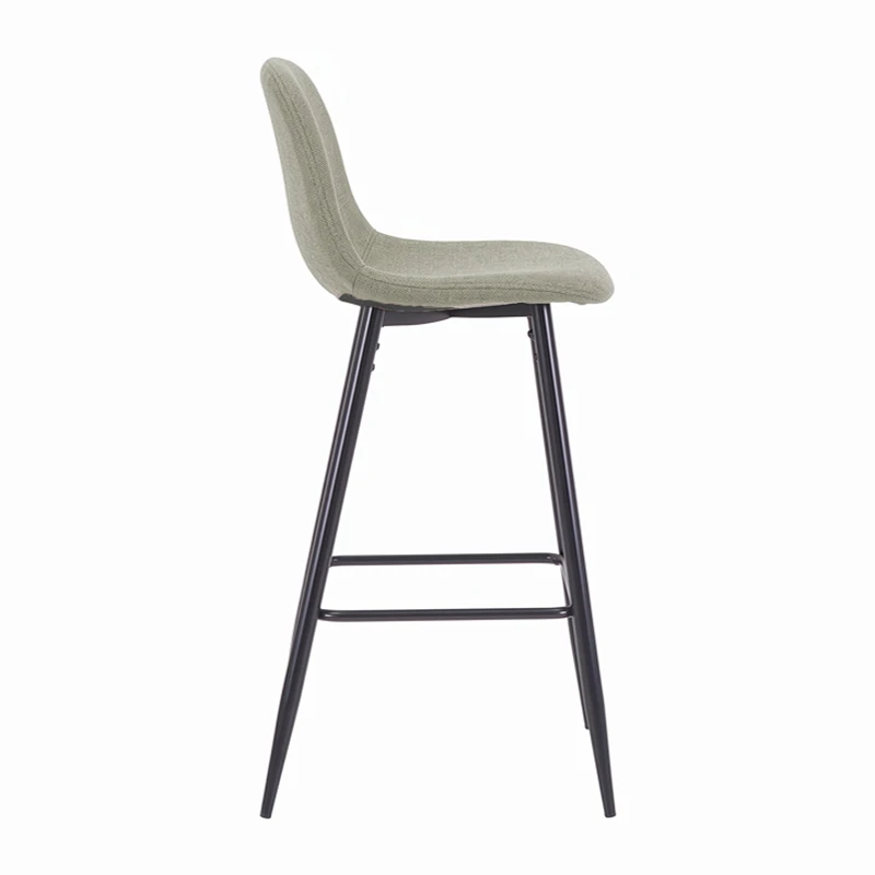 Bar stool Bella pakoworld olive geen fabric with black metal leg 41.5x49x108cm
