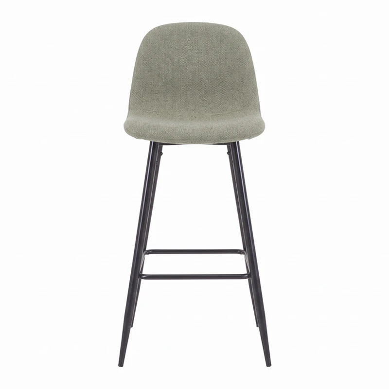 Bar stool Bella pakoworld olive geen fabric with black metal leg 41.5x49x108cm