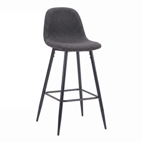 Bar stool Bella pakoworld black fabric with black metal leg 41.5x49x108cm