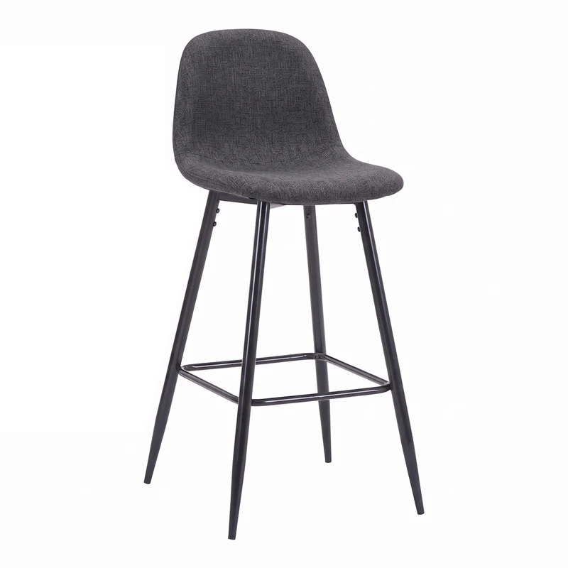 Bar stool Bella pakoworld black fabric with black metal leg 41.5x49x108cm