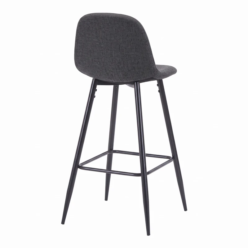 Bar stool Bella pakoworld black fabric with black metal leg 41.5x49x108cm