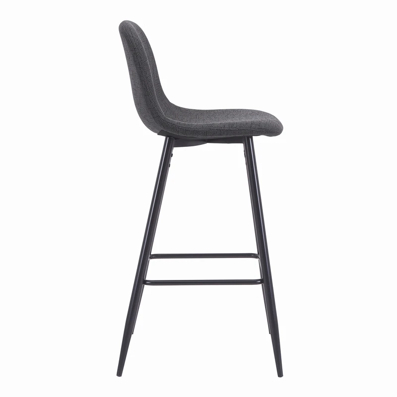 Bar stool Bella pakoworld black fabric with black metal leg 41.5x49x108cm