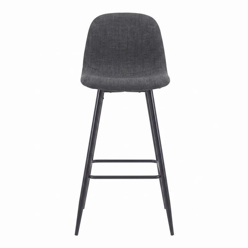 Bar stool Bella pakoworld black fabric with black metal leg 41.5x49x108cm