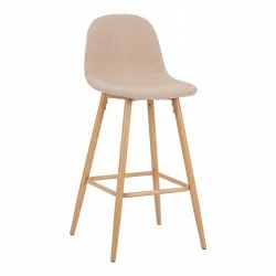 Bar stool Bella pakoworld beige fabric with natural color metal leg 41.5x49x108cm Bar stool Bella pakoworld beige fabric with natural color metal leg 41.5x49x108cm