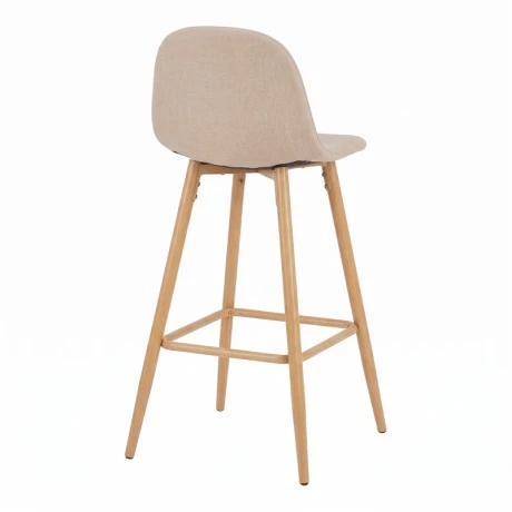 Bar stool Bella pakoworld beige fabric with natural color metal leg 41.5x49x108cm