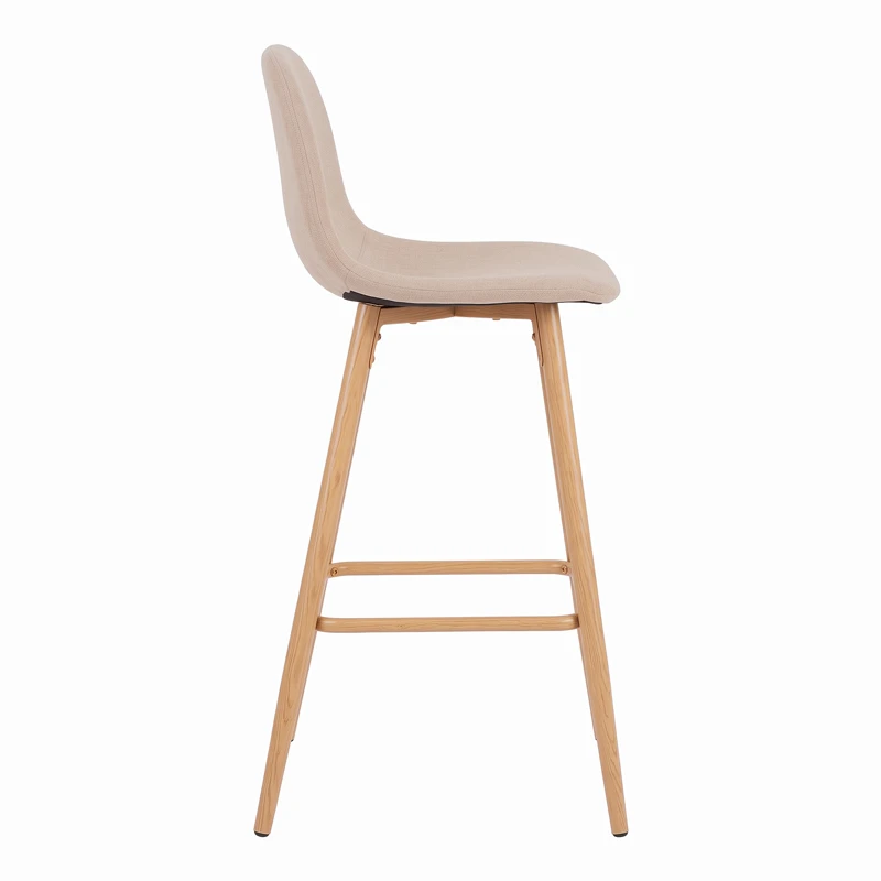 Bar stool Bella pakoworld beige fabric with natural color metal leg 41.5x49x108cm