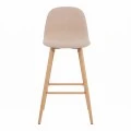 Bar stool Bella pakoworld beige fabric with natural color metal leg 41.5x49x108cm