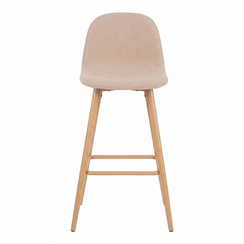 Bar stool Bella pakoworld beige fabric with natural color metal leg 41.5x49x108cm