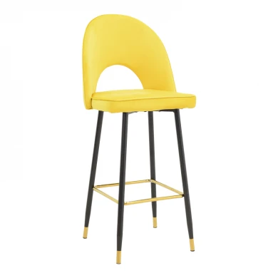 Bar stool Casenio pakoworld velvet yellow-black-gold metal base 48x50x117cm