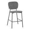 Cathair pakoworld bar stool bouclé fabric in dark grey color with black metallic legs 48x54x100cm
