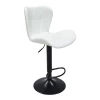 Bar stool Coozy pakoworld adjustable height black matte metal with pu in white color 46x47x90-112cm