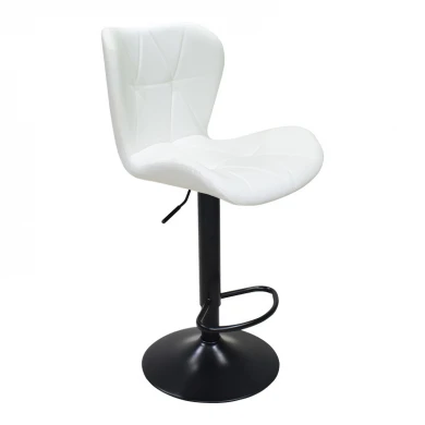 Bar stool Coozy pakoworld adjustable height black matte metal with pu in white color 46x47x90-112cm