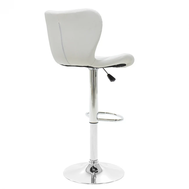 Bar stool Coozy pakoworld adjustable height chrome metal with PVC in white
