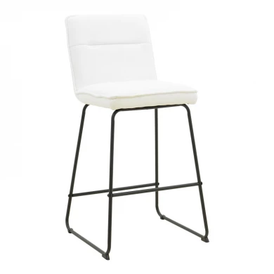 Bar stool Essential pakoworld white fabric-black metal leg 53x64.5x107cm