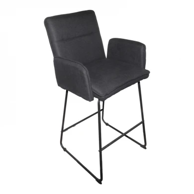 Bar stool Essential pakoworld black fabric-black metal leg 57x64.5x107cm