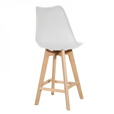 Bar stool Gaston pakoworld white pp-pu and natural wood leg 49x56x112cm