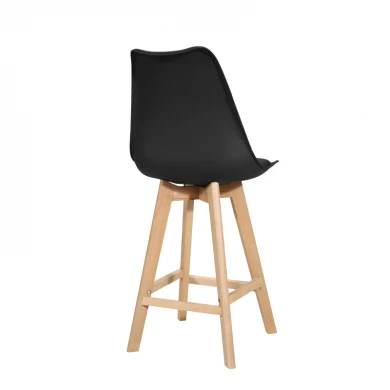 Bar stool Gaston pakoworld black pp-pu and natural wood leg 49x56x112cm