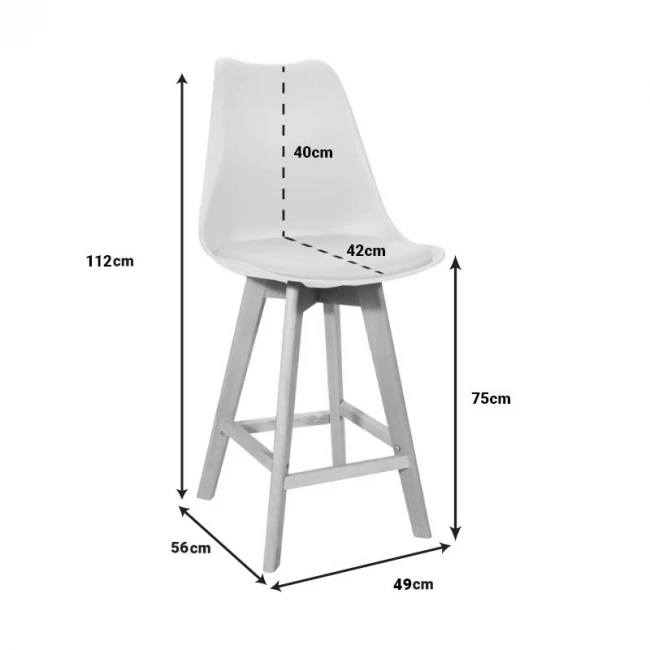 Bar stool Gaston pakoworld black pp-pu and natural wood leg 56x48.5x104cm