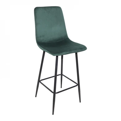 Grato bar-stool pakoworld cypress green fabric-black metal leg 43.5x55x114cm
