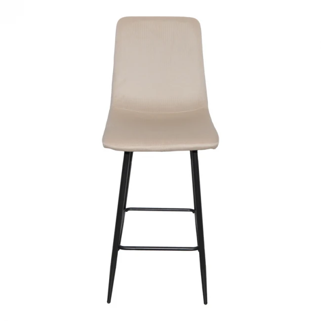 Grato bar-stool pakoworld beige fabric-black metal leg 43.5x55x114cm