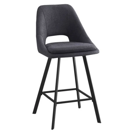 Bar stool Initiate pakoworld fabric dark grey-black metal leg 48x56x98cm